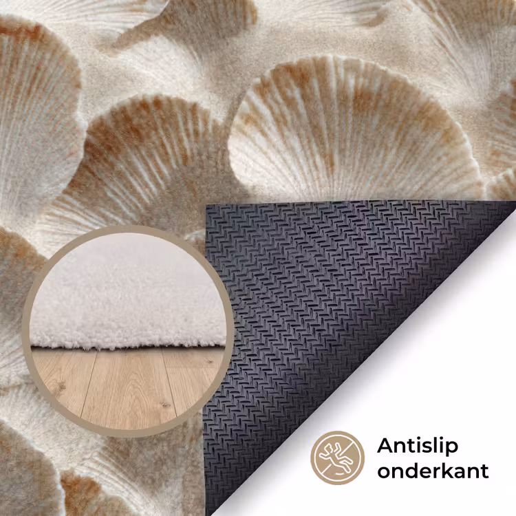 Schelpen - Waaiervorm - Wit Vloerkleed Rechthoek klein 1091 -uniquesellingpoint_antislip_NL_DE