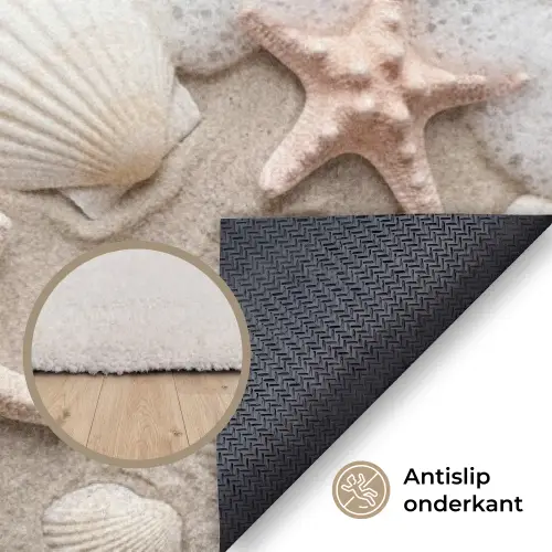 Schelpen - Zeesterren - Strand Vloerkleed Rechthoek klein -uniquesellingpoint_antislip_NL_DE