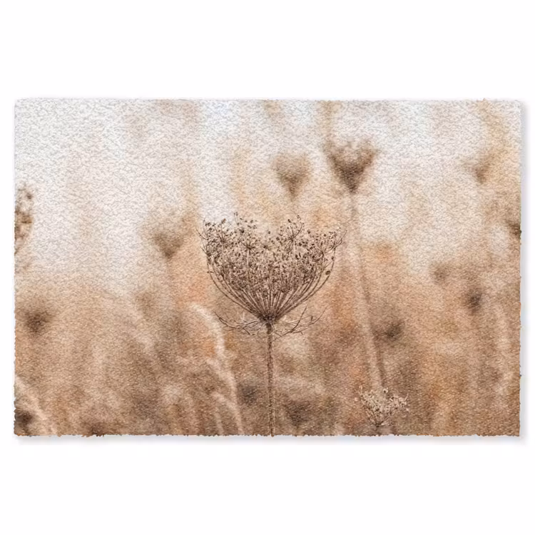 Schermbloem - Droogbloem - Winter - Beige - Minimalistisch Vloerkleed Rechthoek klein -3d