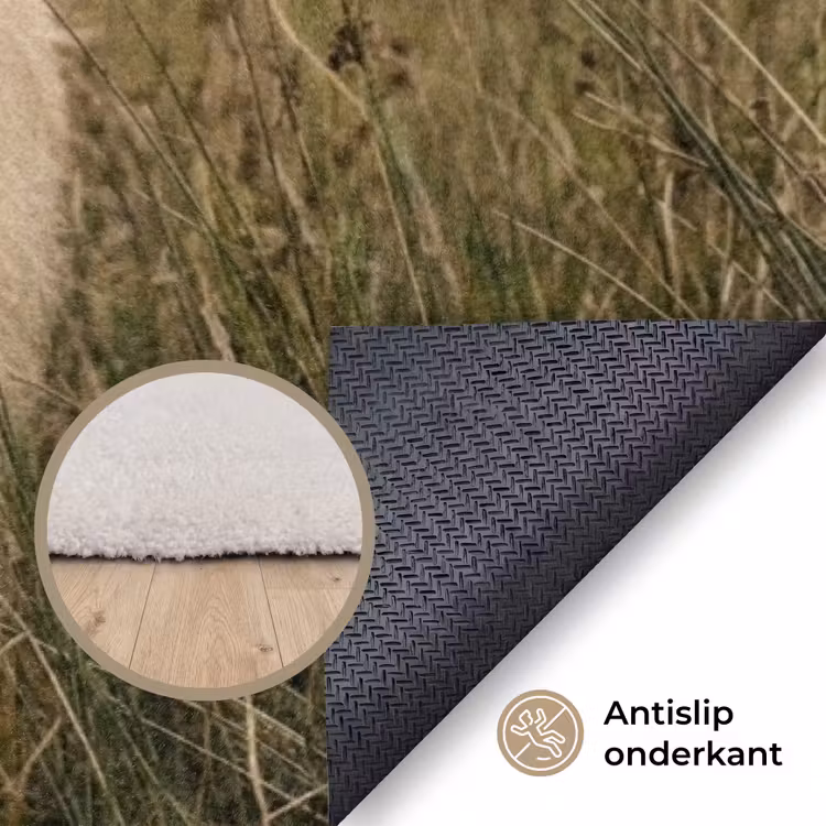 Schotse hooglander - Bergen - Grasveld Vloerkleed Rechthoek klein -uniquesellingpoint_antislip_NL_DE