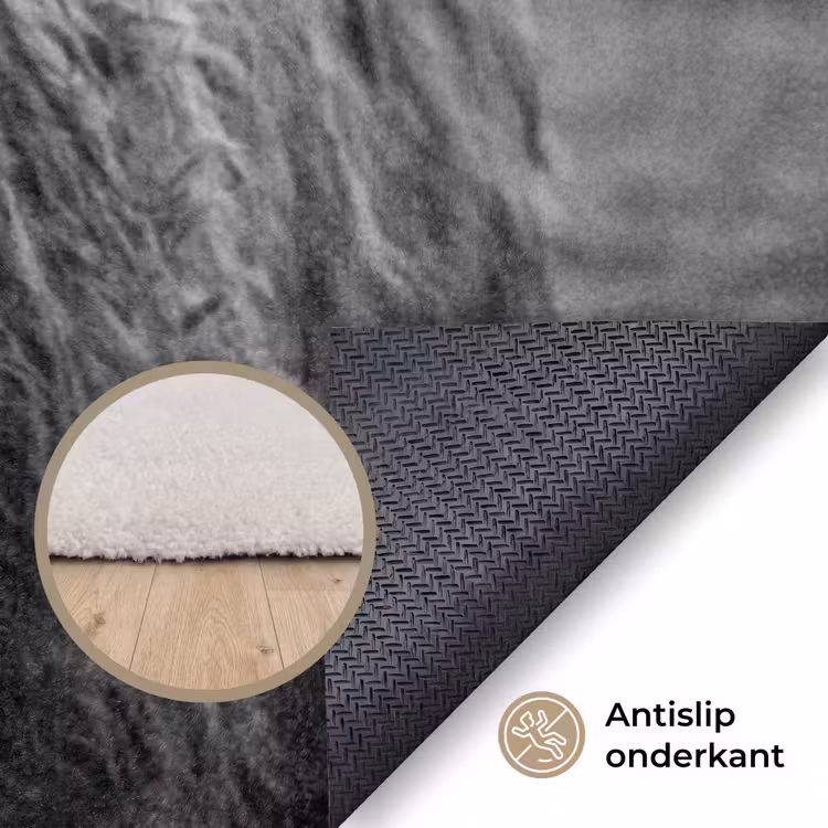 Schotse hooglander - Zwart - Wit - Gras Vloerkleed Rechthoek klein -uniquesellingpoint_antislip_NL