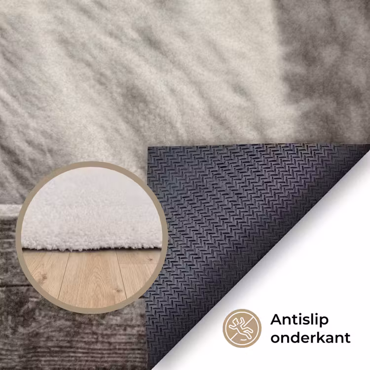 Schotse hooglander - Zwart - Wit - Hout Vloerkleed Rechthoek klein -uniquesellingpoint_antislip_NL