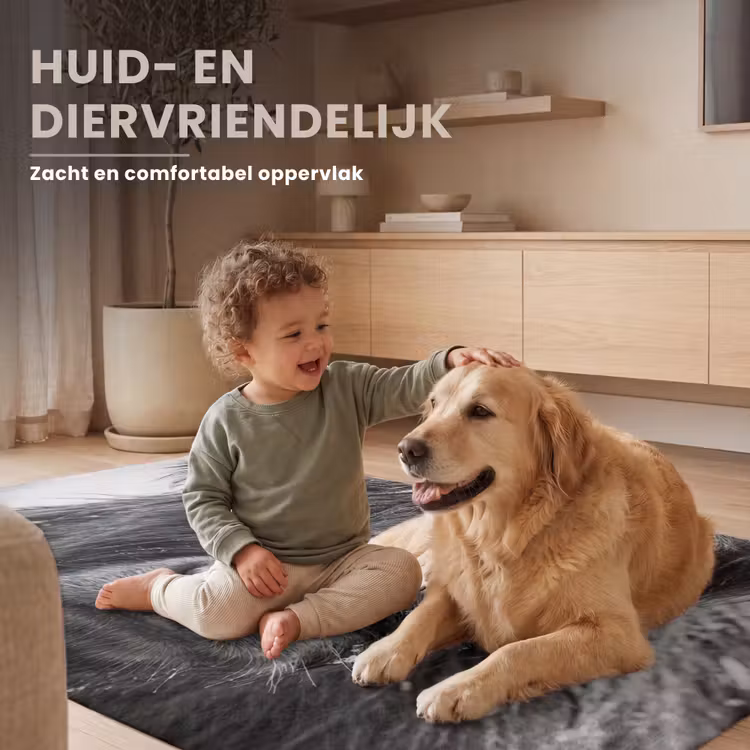 Schotse hooglander - Zwart - Wit - Sneeuwvlokken Vloerkleed Rechthoek klein -uniquesellingpoint_USP_zachtNL_DE