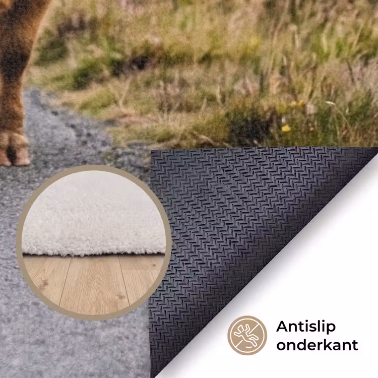 Schotse Hooglanders - Weg - Landschap - Kudde Vloerkleed Rechthoek klein -uniquesellingpoint_antislip_NL_DE