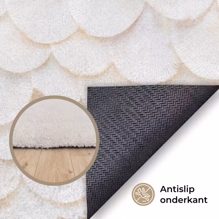 Schubben - Wit - Elegant Vloerkleed Rechthoek klein 1091 -uniquesellingpoint_antislip_NL