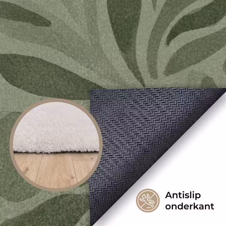 Sereen - Bladeren - Groen Vloerkleed Rechthoek klein 1091 -uniquesellingpoint_antislip_NL