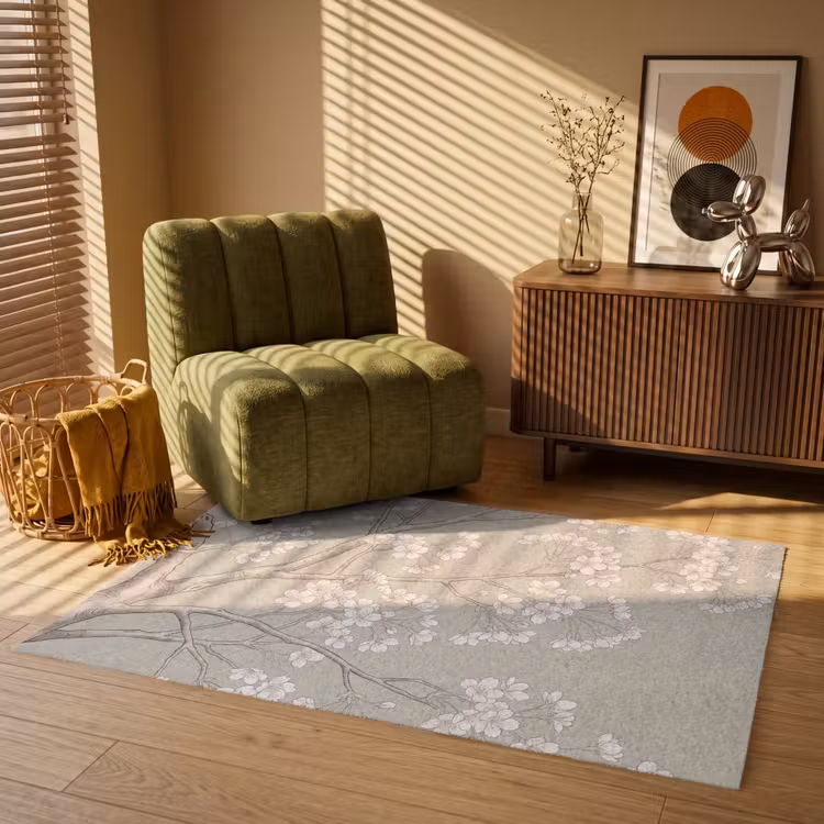 Sereen - Bloesem - Wit Vloerkleed Rechthoek klein -atmosphere_sfeer1_global