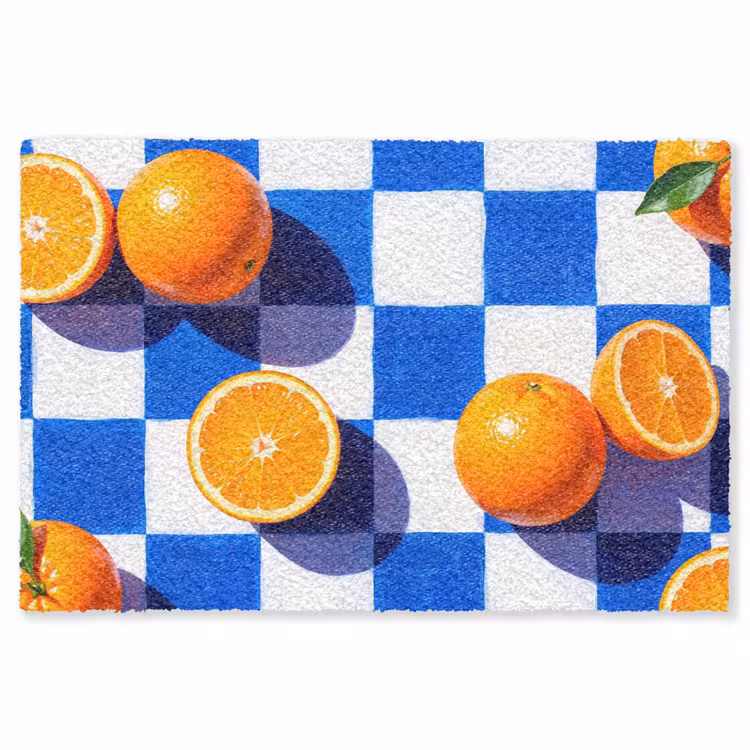 Vloerkleed - Sinaasappel - Geruit - Eten - Sinaasappel - Geruit - Eten Vloerkleed Rechthoek klein