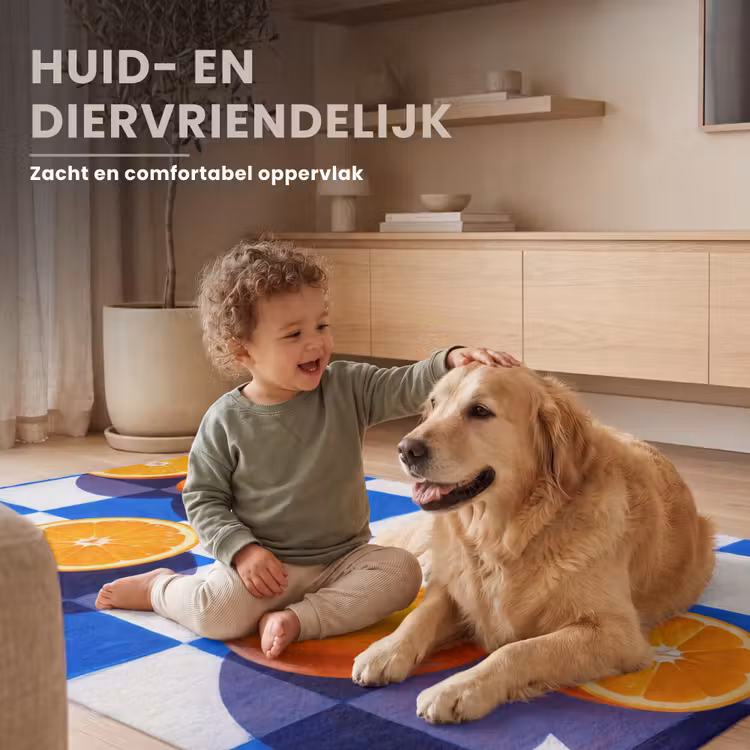 Vloerkleed - Sinaasappel - Geruit - Eten - Sinaasappel - Geruit - Eten Vloerkleed Rechthoek klein