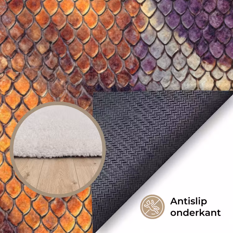 Slang - Schubben - Kleurrijk Vloerkleed Rechthoek klein 1091 -uniquesellingpoint_antislip_NL_DE