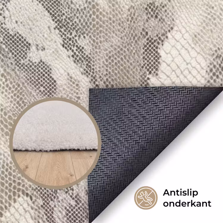 Slang - Patroon - Taupe Vloerkleed Rechthoek klein 1091 -uniquesellingpoint_antislip_NL