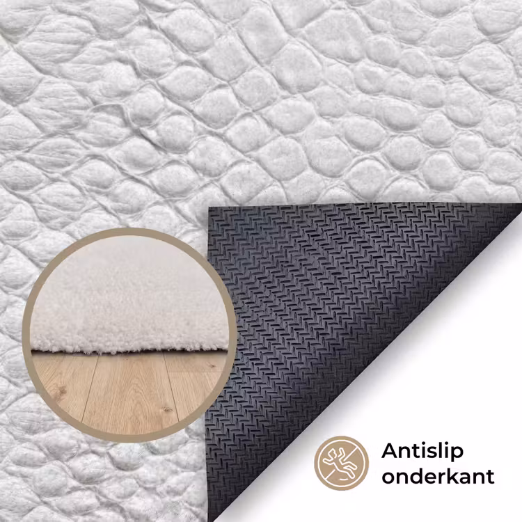 Slang - Patroon - Wit Vloerkleed Rechthoek klein 1091 -uniquesellingpoint_antislip_NL