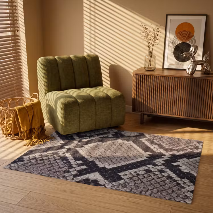 Slangenleer - Patroon - Beige Vloerkleed Rechthoek klein -atmosphere_sfeer1_global