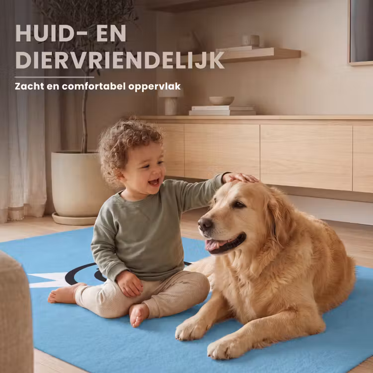 Smiley - Blauw - Bliksem Vloerkleed Rechthoek klein -uniquesellingpoint_USP_zachtNL_DE