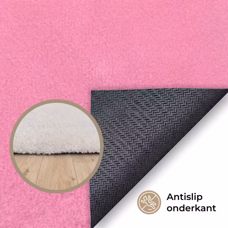 Smiley - Bloem - Roze Vloerkleed Rechthoek klein -uniquesellingpoint_antislip_NL_DE