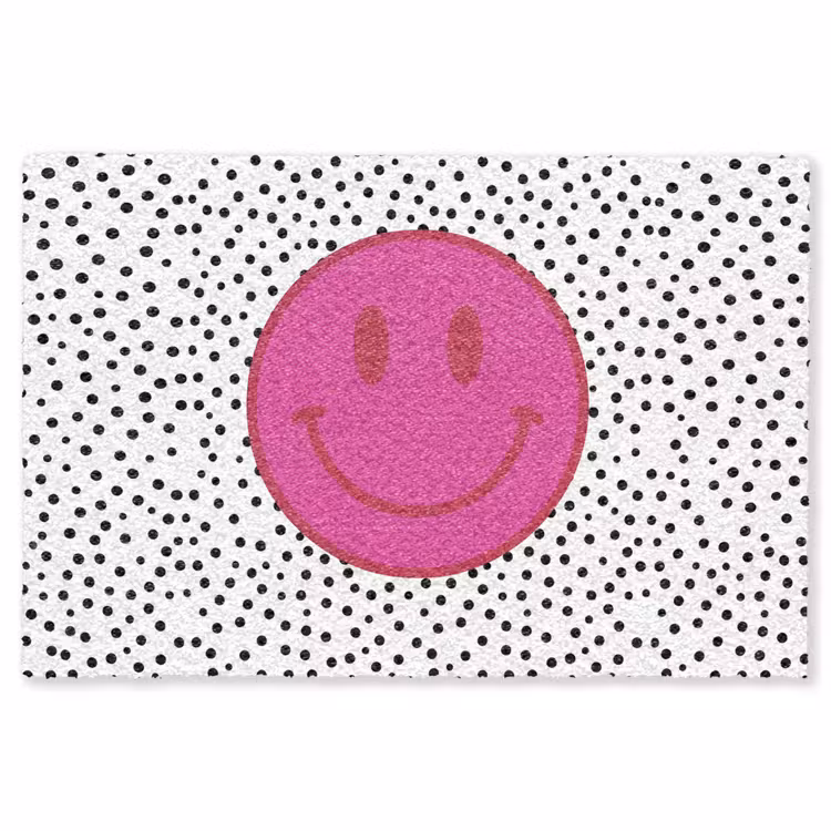 Smiley - Roze - Stippen Vloerkleed Rechthoek klein -3d