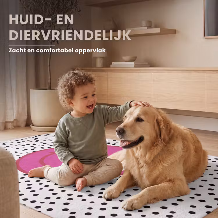 Smiley - Roze - Stippen Vloerkleed Rechthoek klein -uniquesellingpoint_USP_zachtNL_DE