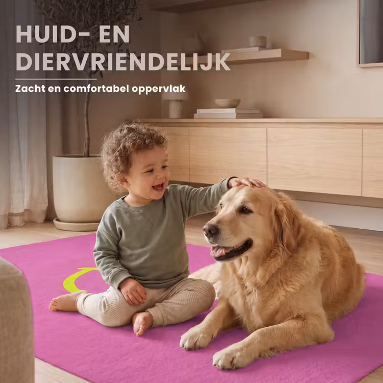 Smiley - Vrolijk - Roze Vloerkleed Rechthoek klein -uniquesellingpoint_USP_zachtNL_DE