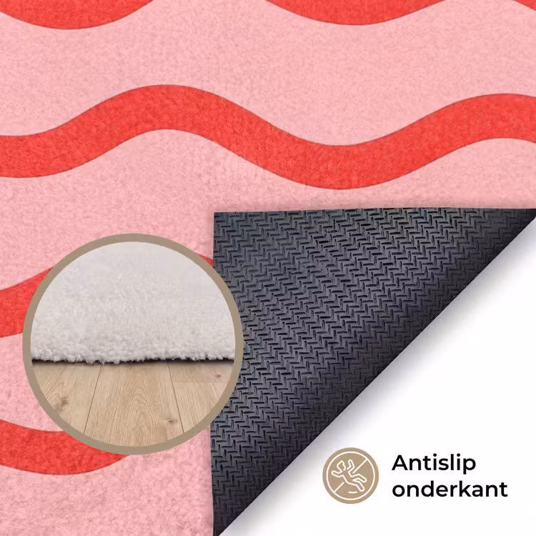 Speels - Patroon - Rood Vloerkleed Rechthoek klein 1091 -uniquesellingpoint_antislip_NL_DE
