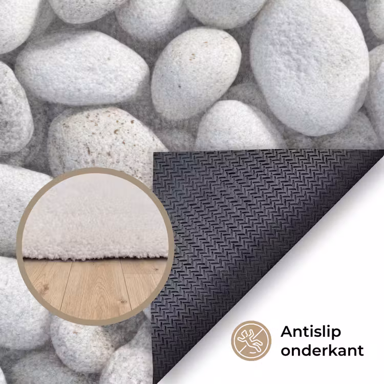 Steentjes - Grijs - Ovaal Vloerkleed Rechthoek klein 1091 -uniquesellingpoint_antislip_NL_DE