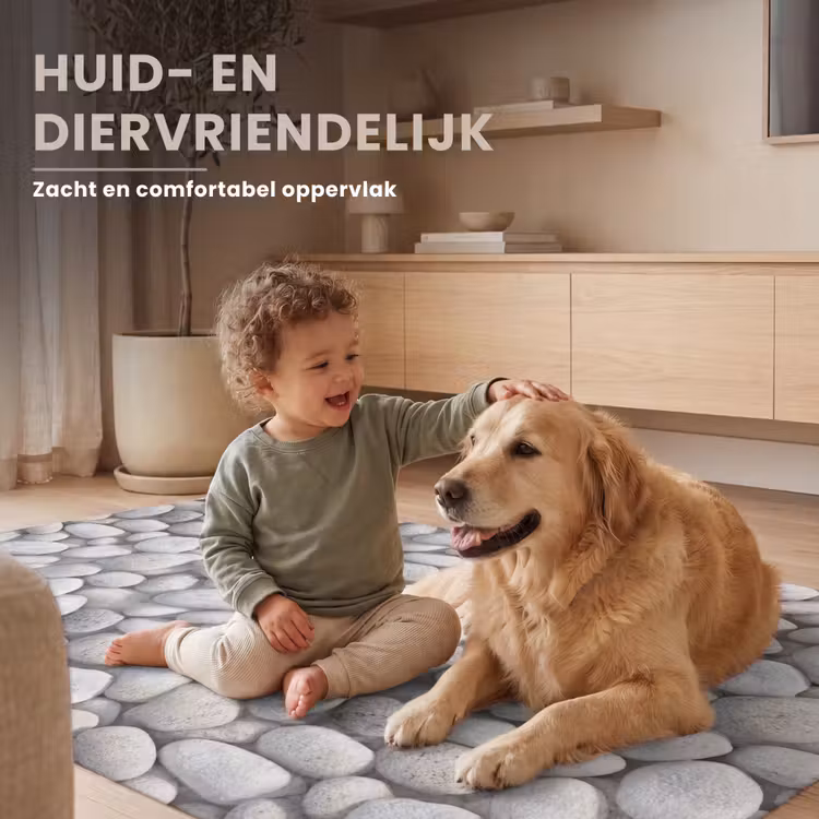 Steentjes - Grijs - Ovaal Vloerkleed Rechthoek klein 1091 -uniquesellingpoint_zacht_NL