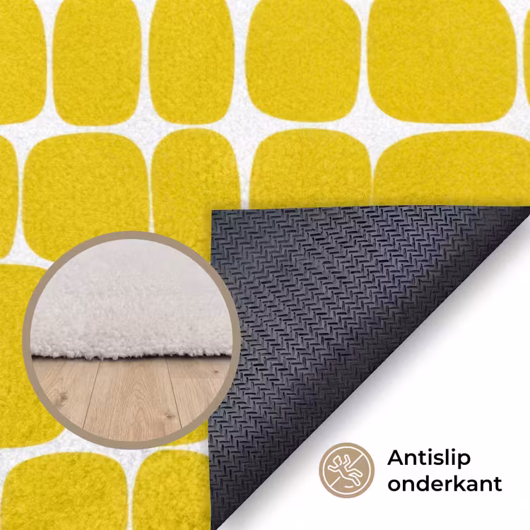 Stippen - Modern - Geel Vloerkleed Rechthoek klein 1091 -uniquesellingpoint_antislip_NL_DE