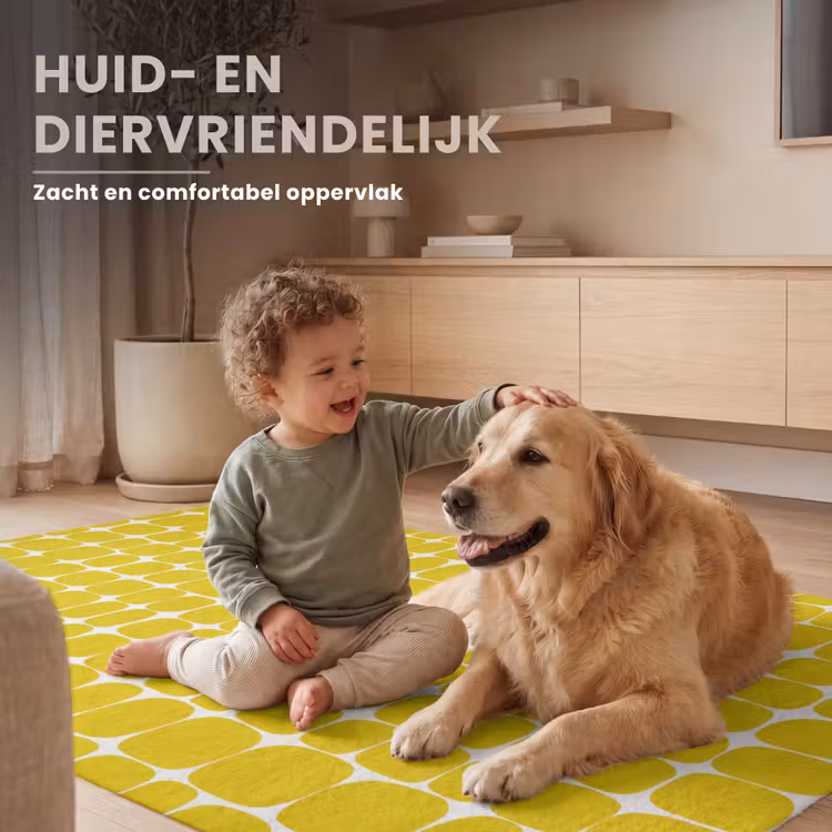 Stippen - Modern - Geel Vloerkleed Rechthoek klein 1091 -uniquesellingpoint_zacht_NL