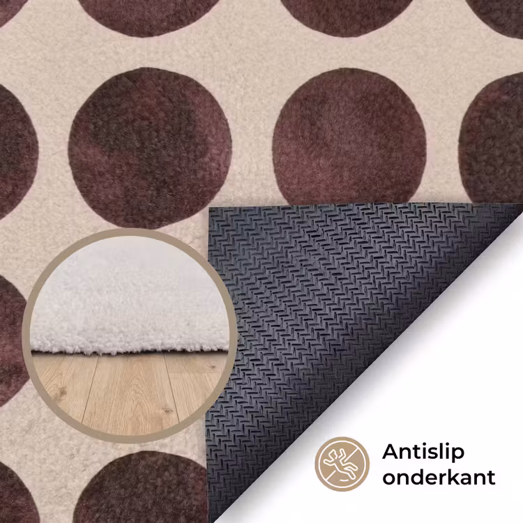 Stippen - Patroon - Bruin Vloerkleed Rechthoek klein 1091 -uniquesellingpoint_antislip_NL_DE