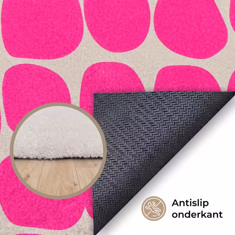 Stippen - Patroon - Roze Vloerkleed Rechthoek klein 1091 -uniquesellingpoint_antislip_NL