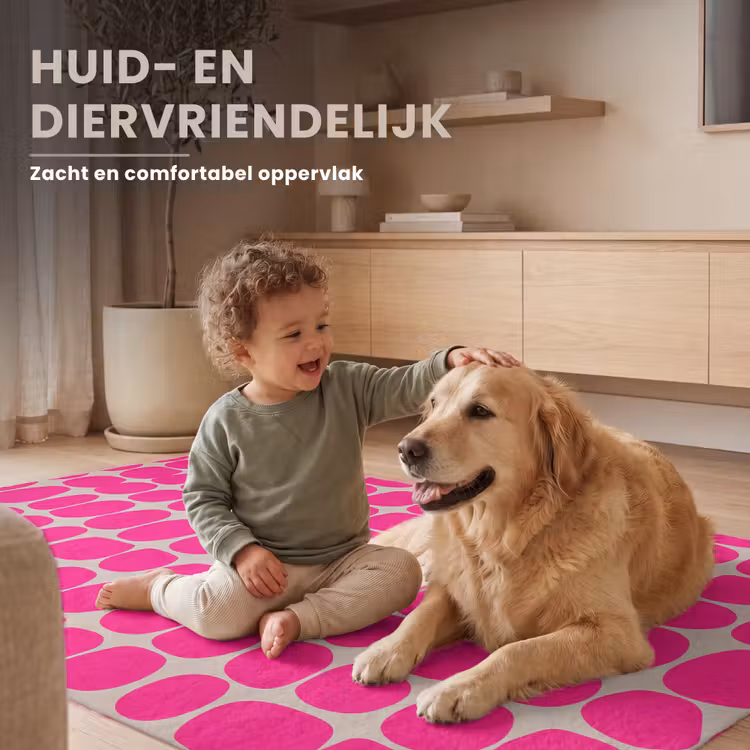 Stippen - Patroon - Roze Vloerkleed Rechthoek klein 1091 -uniquesellingpoint_zacht_NL