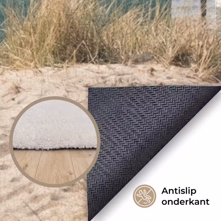 Strand - Huisjes - Kleurrijk - Duinen Vloerkleed Rechthoek klein -uniquesellingpoint_antislip_NL