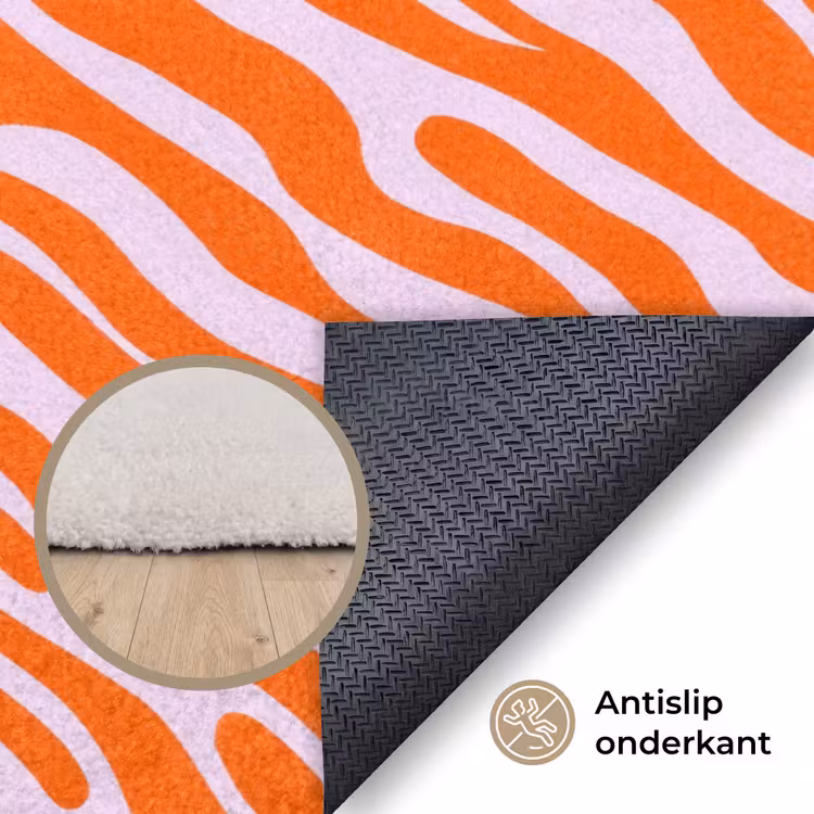 Strepen - Dynamisch - Oranje Vloerkleed Rechthoek klein 1091 -uniquesellingpoint_antislip_NL_DE