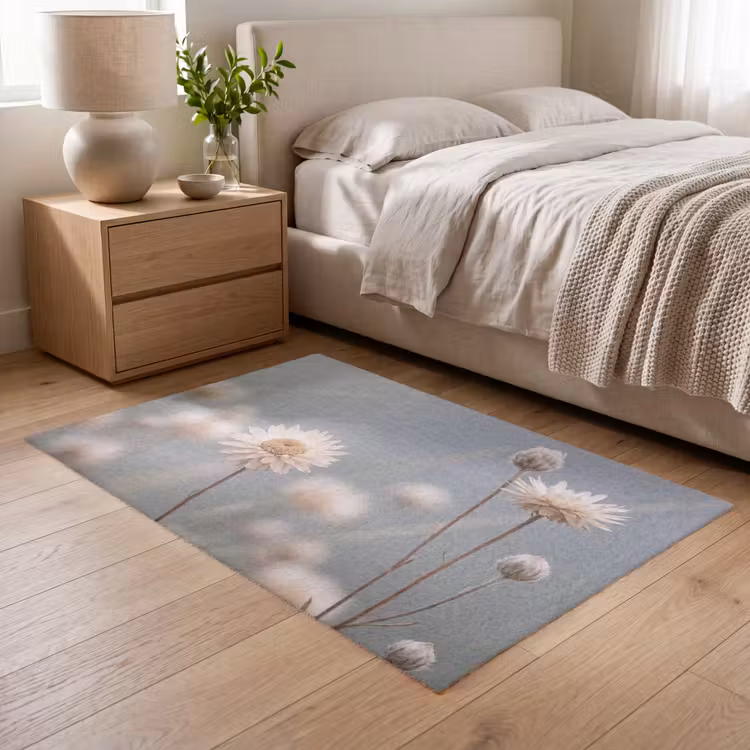 Strobloemen - Wit - Daglicht Vloerkleed Rechthoek klein -atmosphere_sfeer3_global
