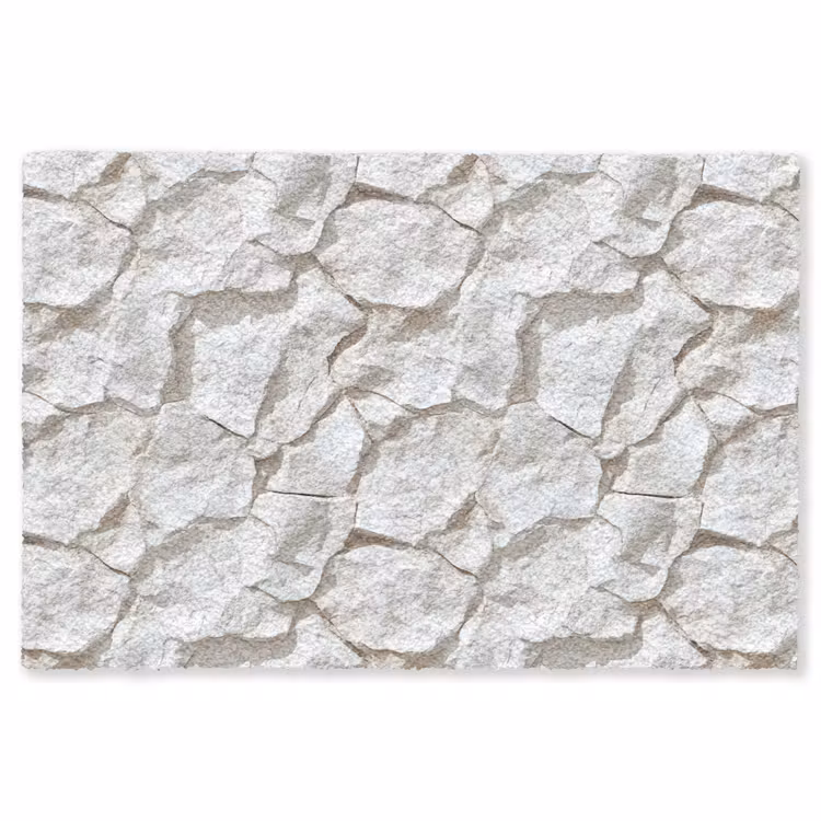 Structuur - Rots - Wit Vloerkleed Rechthoek klein 1091 -3d