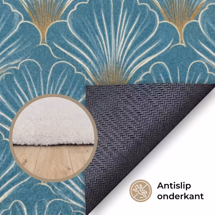 Symmetrisch - Patroon - Blauw Vloerkleed Rechthoek klein 1091 -uniquesellingpoint_antislip_NL