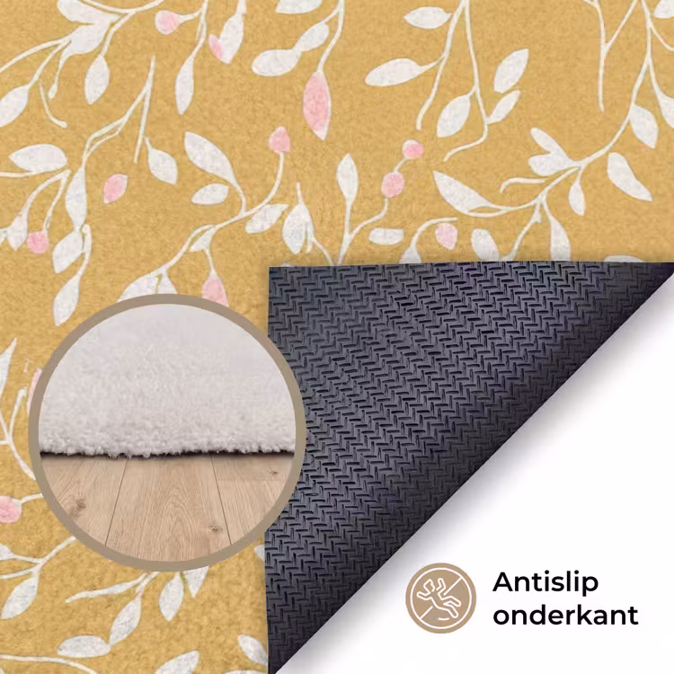 Takjes - Patroon - Oker Vloerkleed Rechthoek klein 1091 -uniquesellingpoint_antislip_NL