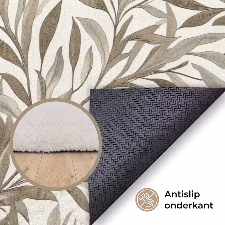 Takken - Botanisch - Taupe Vloerkleed Rechthoek klein 1091 -uniquesellingpoint_antislip_NL