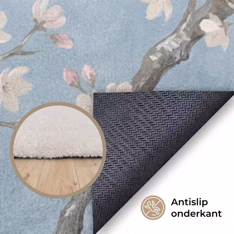 Takken - Kersenbloesem - Blauw Vloerkleed Rechthoek klein -uniquesellingpoint_antislip_NL