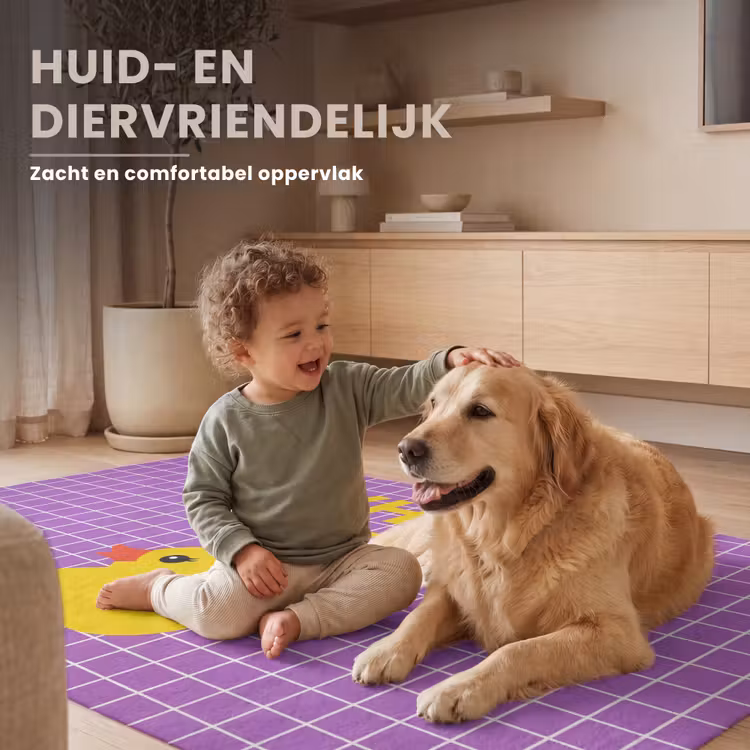 Tekst - Eend - Paars Vloerkleed Rechthoek klein -uniquesellingpoint_zacht_NL