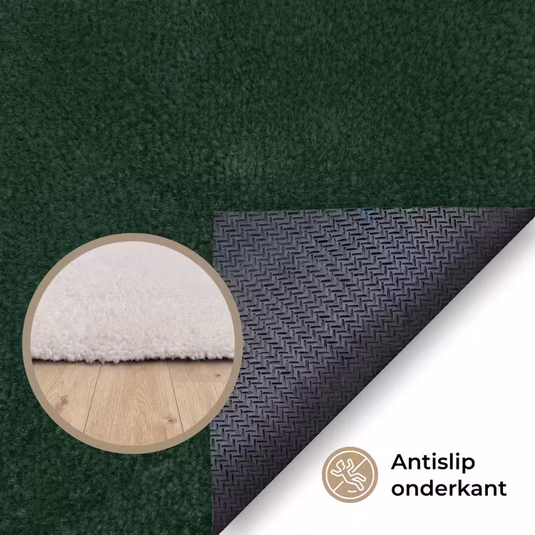 Tekst - Grafisch - Groen - Schaduw Vloerkleed Rechthoek klein -uniquesellingpoint_antislip_NL