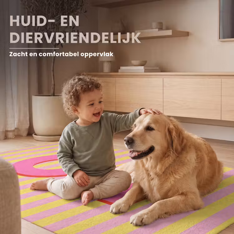 Tekst - Strepen - Roze Vloerkleed Rechthoek klein -uniquesellingpoint_USP_zachtNL_DE