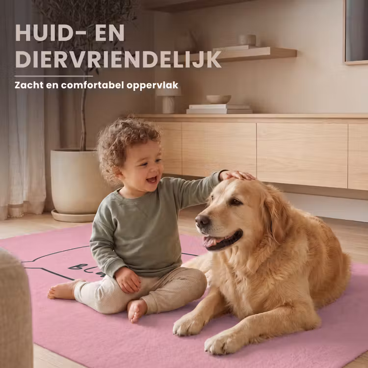 Tekstwolkje - BLAH BLAH BLAH - Roze Vloerkleed Rechthoek klein -uniquesellingpoint_USP_zachtNL_DE