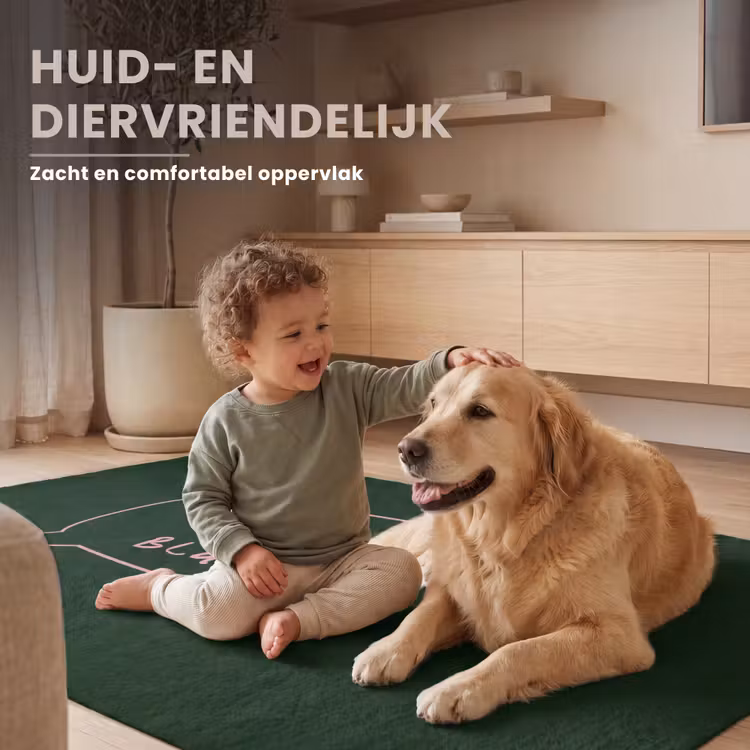 Tekstwolkje - Donkergroen - BLAH BLAH BLAH Vloerkleed Rechthoek klein -uniquesellingpoint_zacht_NL