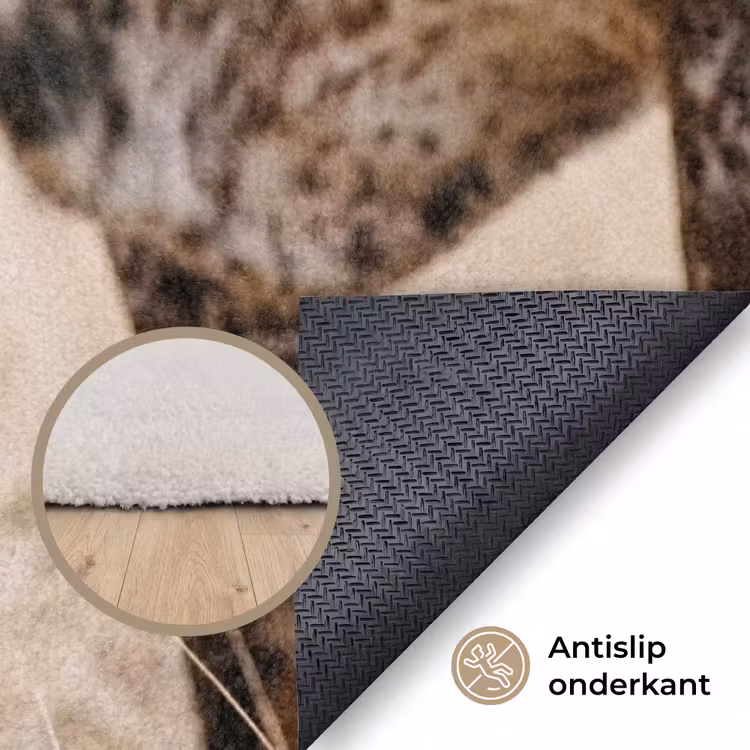 Texas Longhorn - Kalf - Weide - Dieren Vloerkleed Rechthoek klein -uniquesellingpoint_antislip_NL_DE