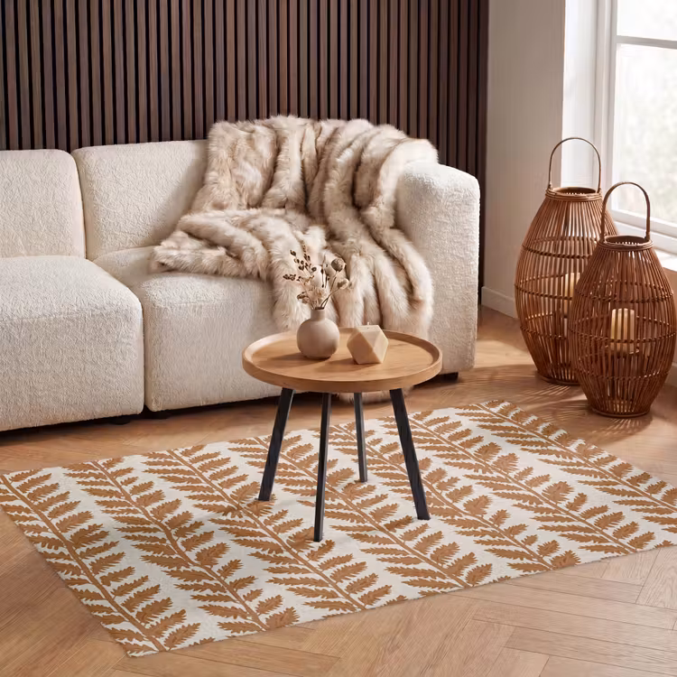 Textuur - Bladeren - Oker Vloerkleed Rechthoek klein 1091 -atmosphere_sfeer2_global