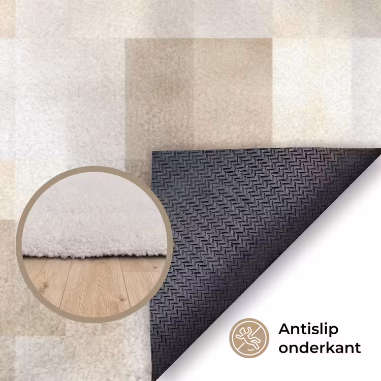 Textuur - Linnen - Beige Vloerkleed Rechthoek klein 1091 -uniquesellingpoint_antislip_NL_DE