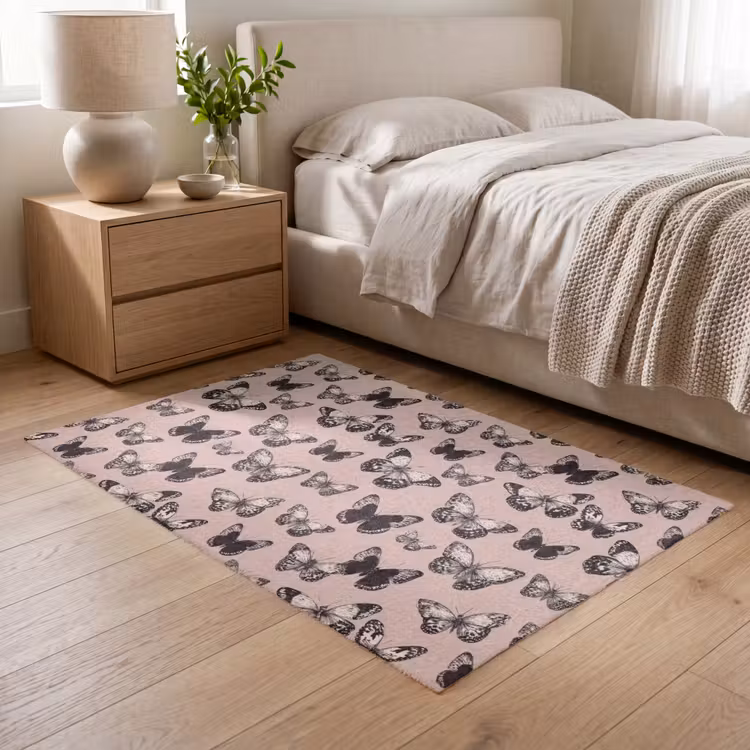 Tijdloos - Vlinders - Perzik Vloerkleed Rechthoek klein 1091 -atmosphere_sfeer3_global