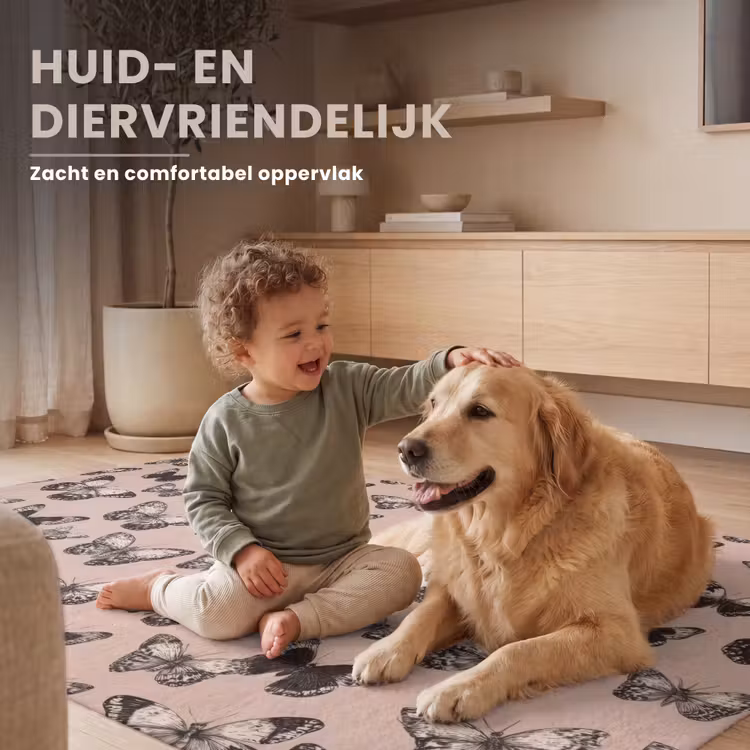 Tijdloos - Vlinders - Perzik Vloerkleed Rechthoek klein 1091 -uniquesellingpoint_zacht_NL