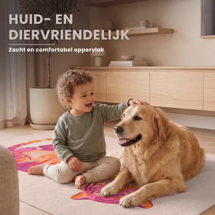 Tijger - Roze - Oranje Vloerkleed Rechthoek klein -uniquesellingpoint_USP_zachtNL_DE
