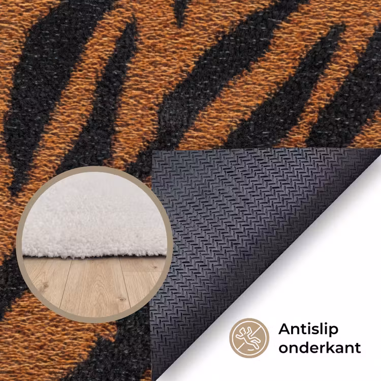 Tijger - Zwart - Vacht Vloerkleed Rechthoek klein 1091 -uniquesellingpoint_antislip_NL